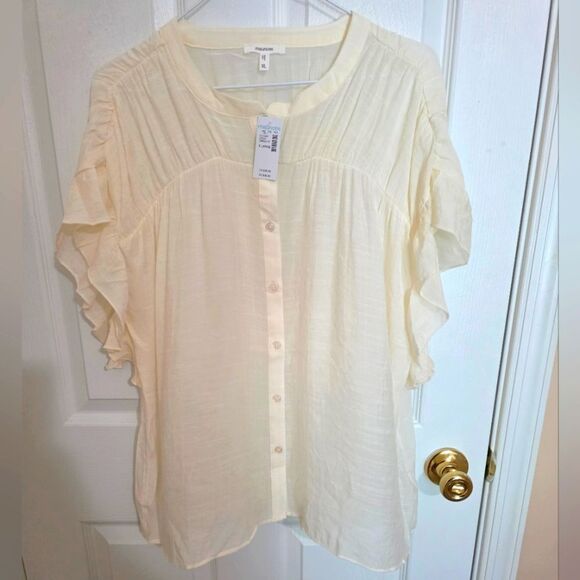 Maurices Flowing Cream Button Up Blouse XL NWT - Picture 1 of 4